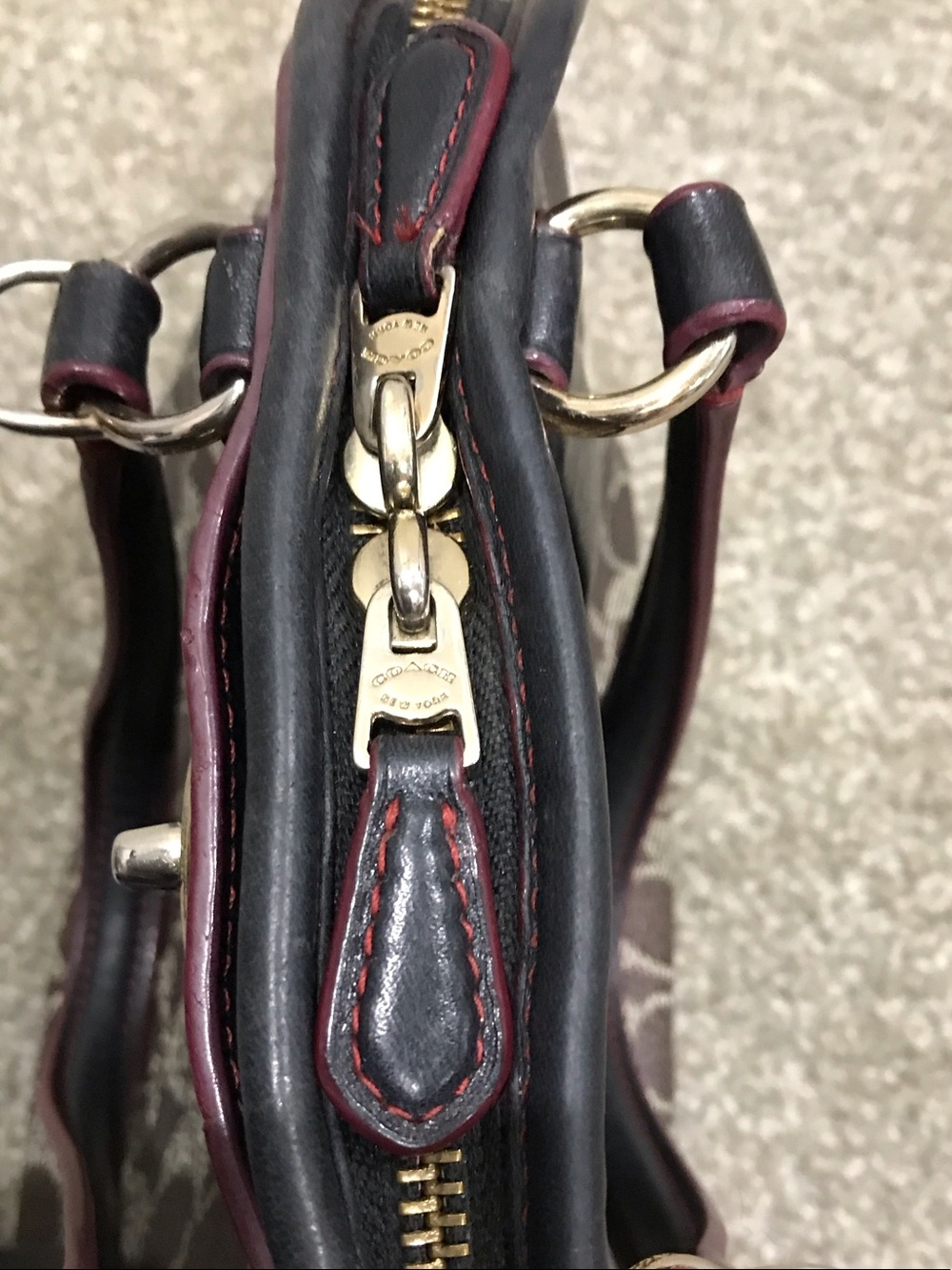 Coach Prince Street Brown Signature Monogram Satchel with Black Trim - Picture 2 of 7